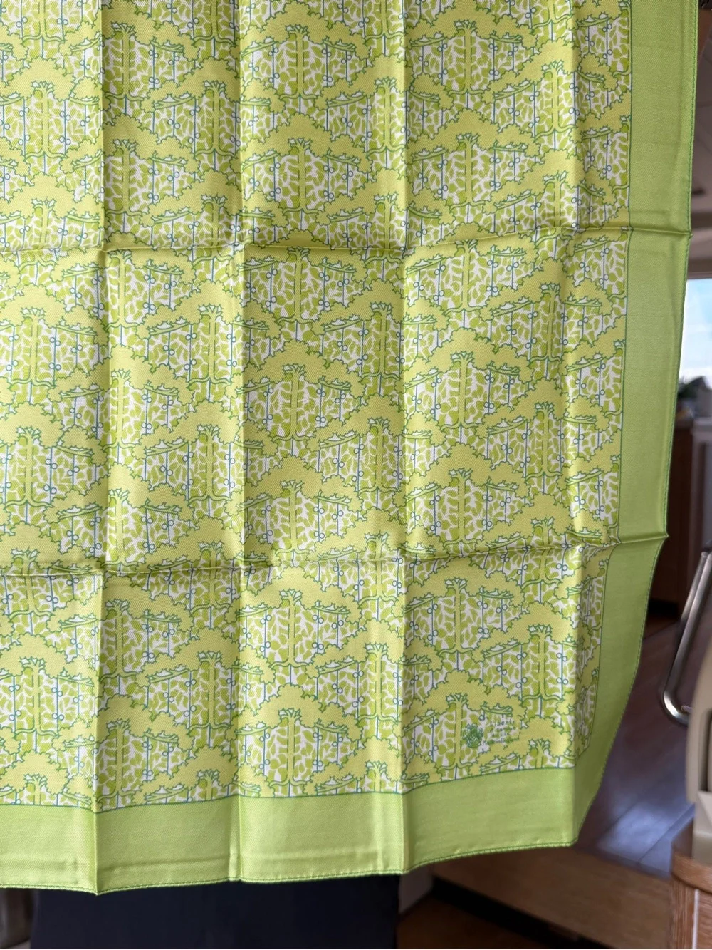 Liberty of London Lime Green Patterned Silk Scarf